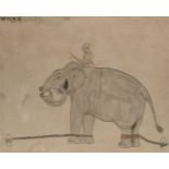 A drawing of an elephant and mahout, Provincial Mughal, probably Ajmer, 18th century, opaque