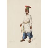 Alfred Crowdy Lovett (1862-1919), Snake Charmer, Belouch Chief and Sindhi Merchant, Bombay, 1884,