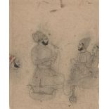 A ruler with his courtiers and son, smoking a huqqa, Jodhpur school, India, early 18th century,