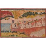 Maharaja Ram Singh in procession entering a fort, India, Kotah, circa 1850, opaque pigments