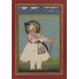 Portrait of nobleman holding a khanda, Mewar, Rajasthan, 19th century, opaque pigments on paper