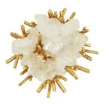 An 18ct gold and rock crystal brooch, by John Donald, of abstract design, the rock crystal geode