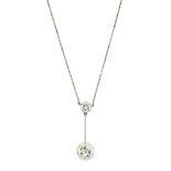A diamond two stone pendant necklace, the brilliant-cut diamond, weighing approximately 3.60 carats,