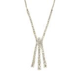 An 18ct white gold, diamond tassel necklace, designed as two brilliant-cut diamond graduated line