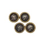 A pair of ancient Greek silver coin set cufflinks, each coin obverse depicting the head of Athena,