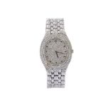 An 18ct white gold and diamond quartz wristwatch by Audemars Piguet, the pave single-cut diamond