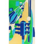 British School, mid-late 20th century- Traffic lights and promenade with awnings; screenprint in