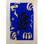 After Henri Matisse, French 1869-1954- Composition Fond Bleu, 1950; reproduction print in colours on