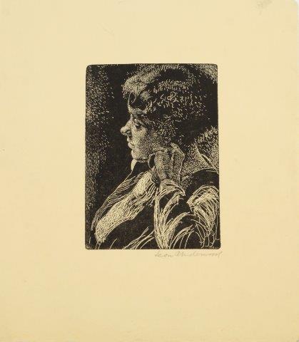 Leon Underwood, British 1890-1975- Portrait of a Young Woman; white line etching on laid, signed