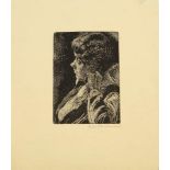 Leon Underwood, British 1890-1975- Portrait of a Young Woman; white line etching on laid, signed