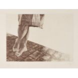 Carles Verges, Spanish b.1941- Standing on Tiles; drypoint etching on Guarro Vellum paper, signed