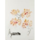 Dame Elizabeth Blackadder DBE RA RSA, Scottish b.1931- Hibiscus & Cats, 1985; etching in colours