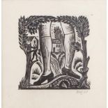 David Jones CH CBE, British 1895-1974- Gulliver on Bridge, 1925; woodcut, signed and dated in