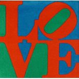 Robert Indiana, American 1928-2018- Classic Love, 2006; multiple, hand tufted wool, produced for
