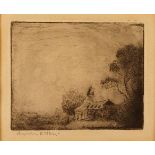 Augustus Edwin John OM RA, British 1878-1961- The Malt House; etching, signed in pencil, plate 8.2 x