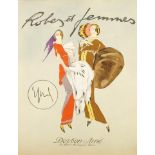 Enrico Sacchetti, Italian 1877-1969- Cover and two fashion plates from 'Robes et Femmes', 1913;