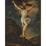 European School, early 19th century- The Crucifixion of Christ; oil on canvas, 66.6x52.3cmframed, in