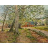 August Vilhelm Dencker, German 1882-1942- Village scene in Denmark; oil on canvas, signed and