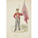 British School, mid/late 18th century- Royal Marines Ensign; watercolour, titled and numbered 65, 32
