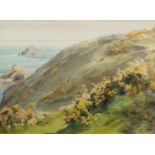 Cecil Leslie, British exh 1904-13- Coastal landscape, possibly in Sark; watercolour, signed and