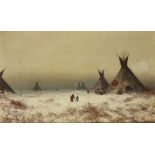 Follower of Ransome Gillet Holdredge, American 1836-1899- Teepees in a landscape in winter; oil on