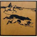 Sir William Nicholson, British 1872-1949- Coursing (February); lithograph, after the original