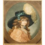 Henry T Greenhead, British exh 1896-1910- Portrait of a lady in a plumed hat; mezzotint engravings