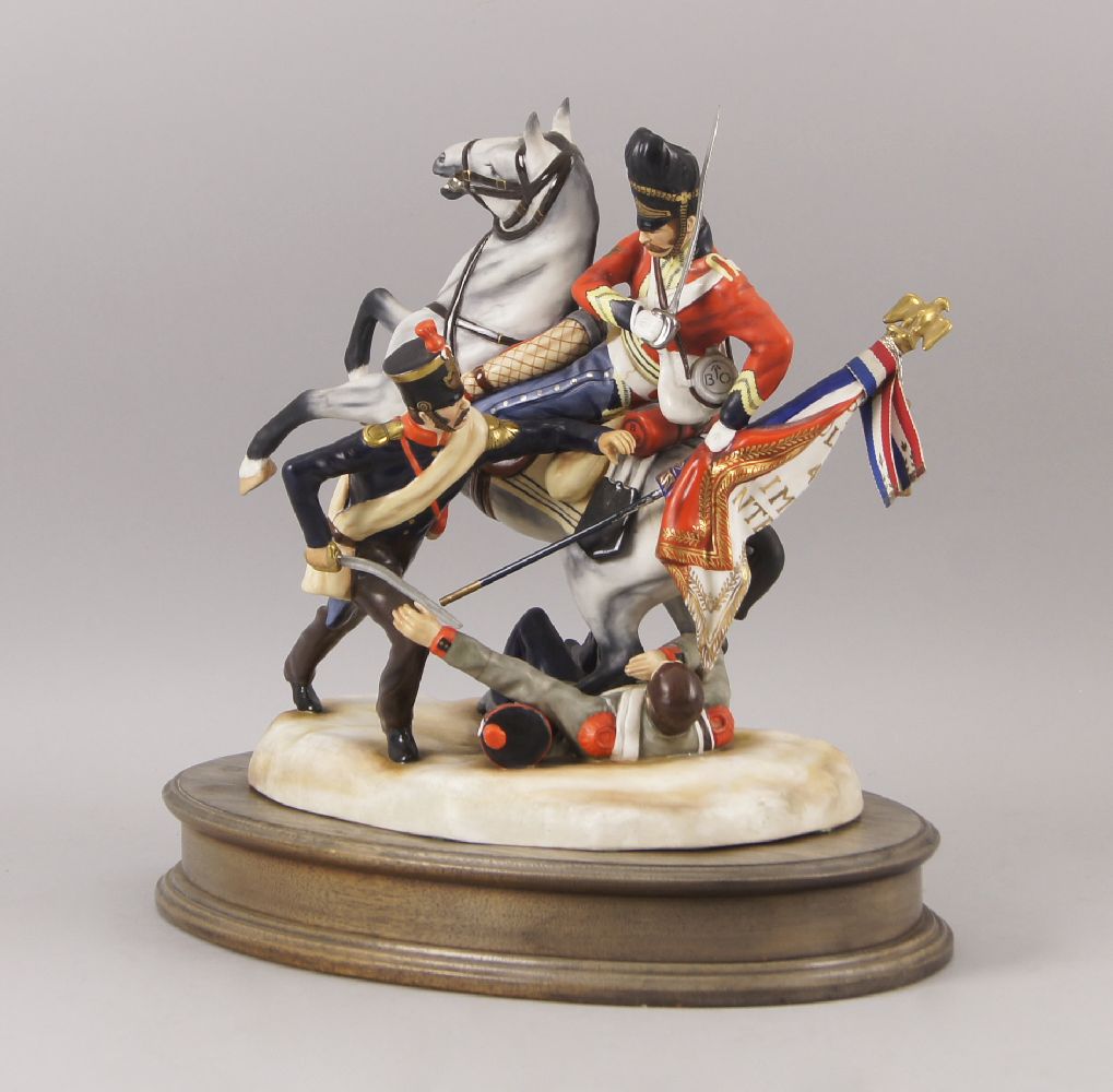 A Michael Sutty Battle of Waterloo limited edition porcelain figure group portraying the capture