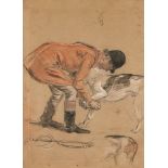 British School, mid/late 19th century- Jack Morgan 2 Whip to Sir Richard Sutton Bart, study for