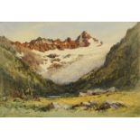 John Varley Jnr, British 1850-1933- Glacier of Trient Cal de Baleine; watercolour, signed, 17.5 x