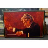 Kees van Citters, Dutch b.1966- Portrait of the conductor Herbert von Karajan; acrylic on canvas,