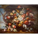 Northern European School, mid/late 20th century- Still life with flowers and a vase in a