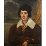 Follower of Sir Henry Raeburn FRSE RA RSA, Scottish 1756-1823- Portrait of a lady, seated half-