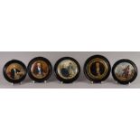 A Staffordshire pot lid of the late Duke of Wellington, in an ebonised frame, 11.5cm diameter,