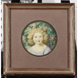Charlotte Isa James SWA, British exh.1867-1881, Apple Blossom, watercolour on ceramic plaque, tondo,