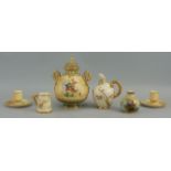 A Royal Worcester peach blush porcelain pot pourri vase, late 19th century, with separate lid and