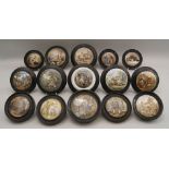 A collection of titled Prattware pot lids, 19th century, to comprise, Charity, Leid a Dite, A