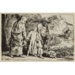 After Rembrandt Harmenszoon van Rijn, Dutch 1606-1669- Christ returning from the Temple, with his