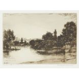 John Fullwood FRSA RBA FSA, British 1854-1931- Walton on Thames; etching, signed and titled in