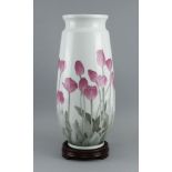 A large Chinese porcelain vase, of baluster form, decorated with tulips, Chinese seal to base,