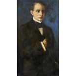 British School, late 19th/early 20th century- Portrait of a gentleman standing three-quarter