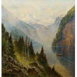 German/Austrian School, mid/late 20th century- Konigsee; oil on canvas, signed indistinctly, further