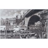 Clarence E Blackburn, British 1914-1984- London Bridge; etching, titled and signed in pencil verso