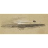 Edward Lear, British 1812-1888- Sunset over a desert landscape; pencil heightened with white on buff