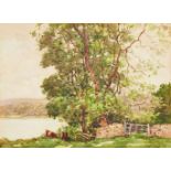 George Graham II, British 1881-1949- The Lakeside Semmerwater, 1915; watercolour, signed and