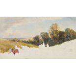 British School, mid 19th century- A study for The Flight into Egypt; oil on paper laid down on