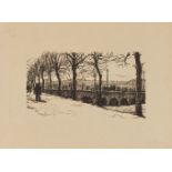 Jakob Nussbaum, German 1873-1941- Tree-lined avenue, 1917; lithograph on wove, signed and dated 25