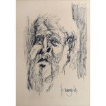 David Hemmings, British 1941-2003- Head of a man; felt pen and black ink on buff coloured paper,