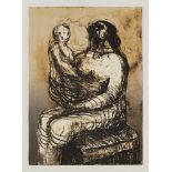 Henry Moore OM CH FBA, British 1898-1986- Mother with Child on lap, 1982; lithograph in colours on