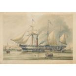 Augustus William Reeve, British 1807-1880- The President Steam Ship, after Samuel Walters; hand-